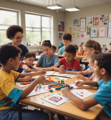 Young campers roasting marshmallows around a cozy campfire at dusk
