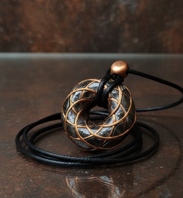 Torus medaljon od šungita i bakra.