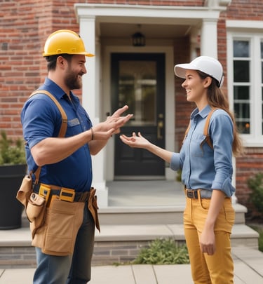 A satisfied customer shaking hands with a GSS technician after a lock replacement