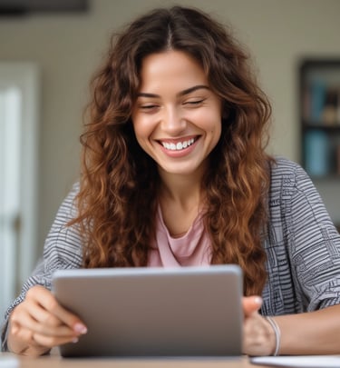 A serene workspace with soft natural light, a laptop open to a Zoom call, and calming plants nearby.