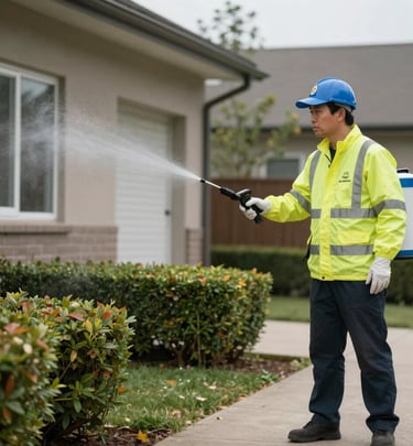 Before and after shots of a residential pest control treatment showing clear improvement