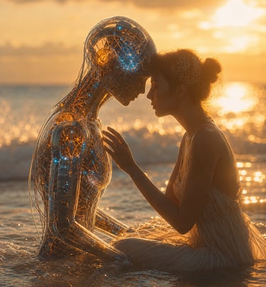 Android and Woman in the Surf