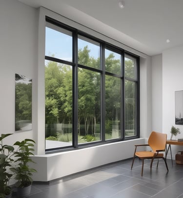 Spacious living room with large windows and natural light highlighting the modern renovation