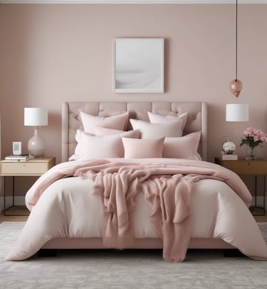 A sunlit windowsill adorned with blush pink candles and fresh flowers