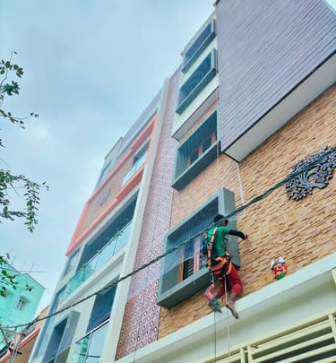 Daylight view of an apartment duct area after installation, showcasing clean and safe space