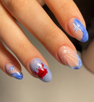 Undinėlės tematikos dizainas ir manikiūras