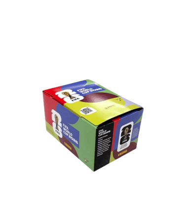 Official Panini FIFA World Cup 2026 sticker album display box on a white background.