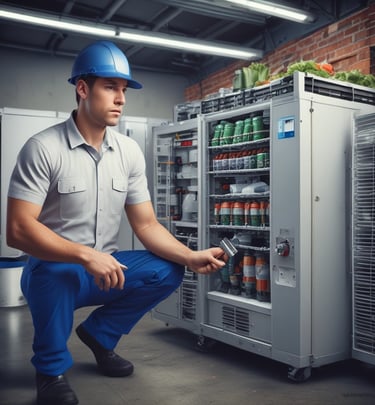 manutenção em sistema de refrigeração