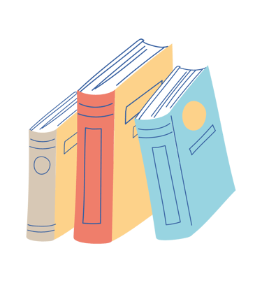 Minimalist stack of colorful hardcover books illustration for library and education icons.