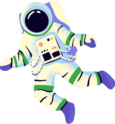 a cartoon astronaut in a space suit