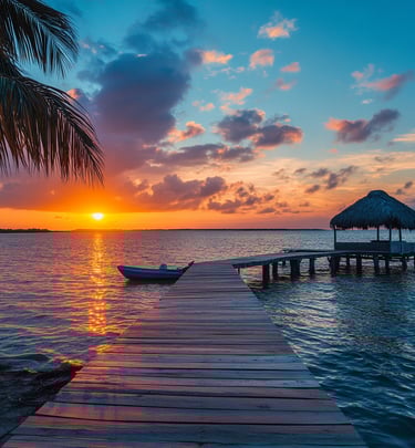 a boat is docked at a dock with a boat in the water