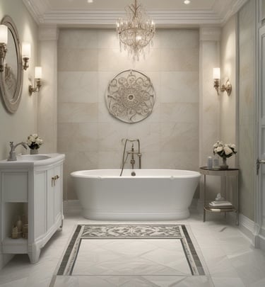 A close-up of decorative tiles used in a living room.