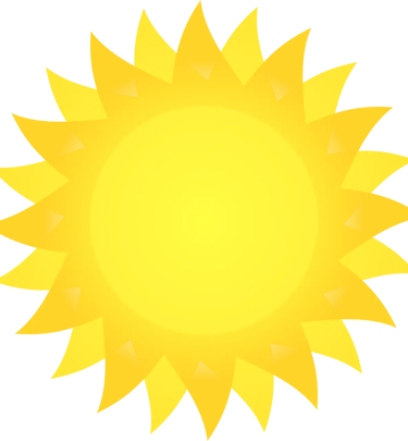 Icône représentant un soleil jaune stylisé, symbolisant l’ensoleillement ou la lumière naturelle.