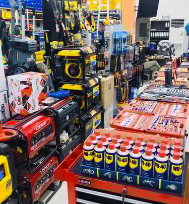 a variety of tools and tools in a store