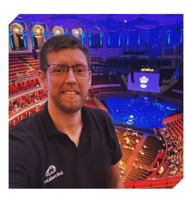 Aaron Shearer working in the Royal Albert Hall