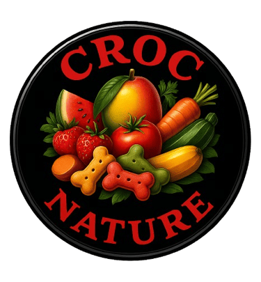 a croc nature logo with fruits and vegetables