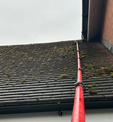 moss being removed from a roof in droitwich