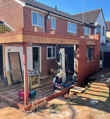 brickwork for a home extension in the malvern hills area