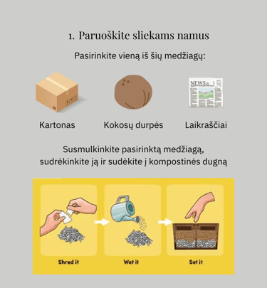 Paruoškite sliekams namus