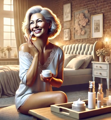 mulher usando creme anti idade