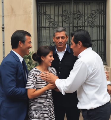 A man with a white beard and short hair is wearing a suit and striped tie. He is standing in what appears to be a courtroom or formal meeting room with wooden walls and furniture. There are flags in the background and a microphone on the podium.