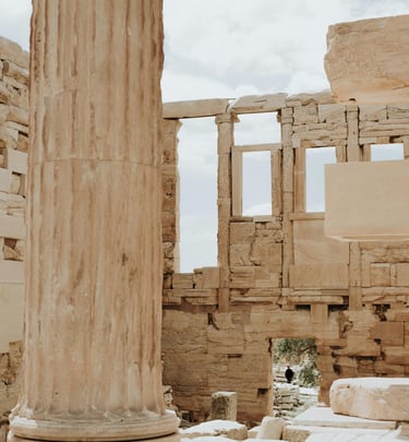 a large column with a vase of flowers in the-erechtheion-acropolis-athens-greece