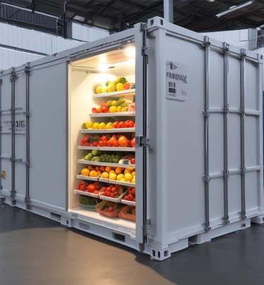 An interior view of a well-organized shipping container.