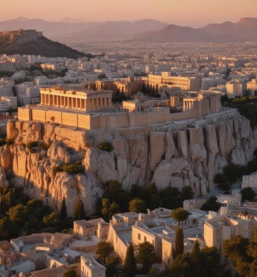 A stunning view of the Acropolis in Athens, Greece.