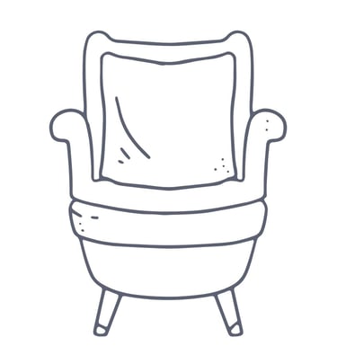 A tub shaped chair with high back, arm supports and cushion