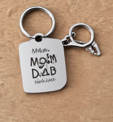 Close-up of a wooden keychain engraved with a delicate floral pattern