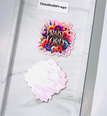 A flatback acrylic inspirational message praise the Lord