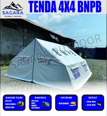 tenda berukuran 4x4m BNPB yg sering di gunakan di lapangan bencana