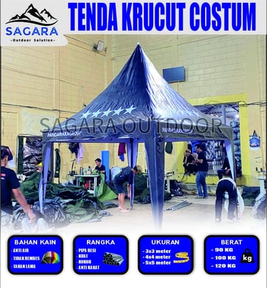 Tenda krucut ukuran 3x3m untuk pandawara