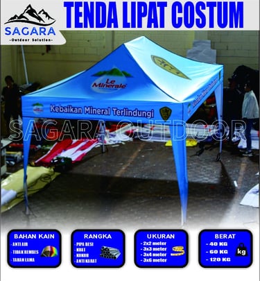 Tenda lipat costum branding untuk le minerale karya sagara outdoor
