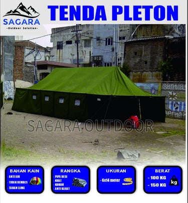 tenda pleton berukuran 6x14m cocok di gunakan untuk kegiatan bantuan bencana