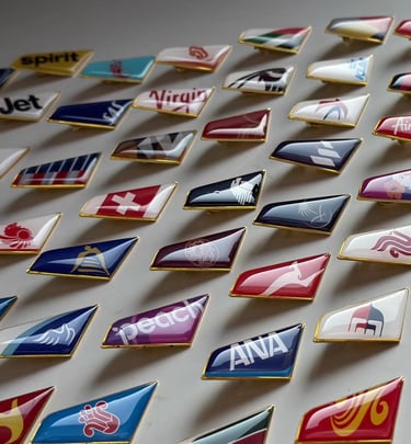 Flight Company Logo Pins with Clear epoxy dome finishing