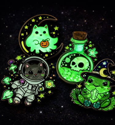 multiple-custom-enamel-pins-with-glow-in-the-dark-effect