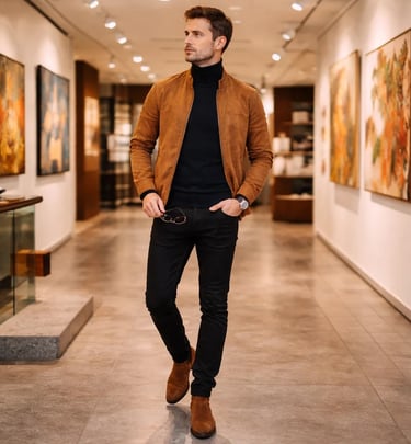 Homme européen élégant dans un espace artistique