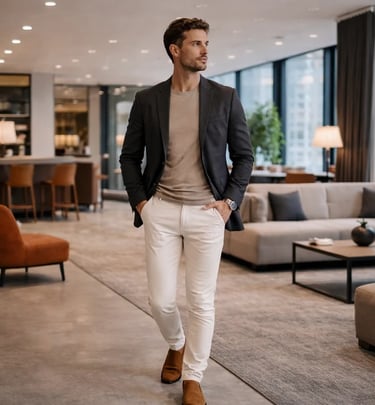 Homme européen élégant dans un salon moderne