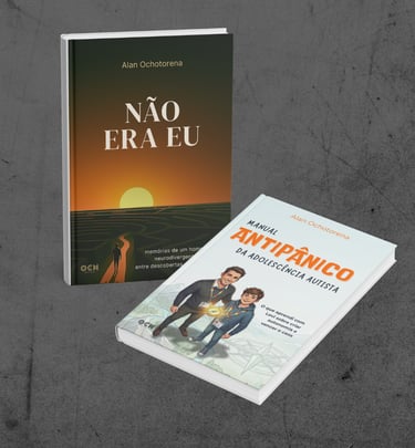Livros de Alan Ochotorena: Não Era Eu e Manual Antipânico.