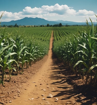 Agricultural fields with advanced irrigation systems supporting sustainable farming