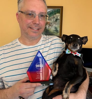 Award presentation at a Fear Fame Arts Foundation film event.