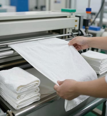 Close-up of quality control inspection on a luxury hotel chair frame