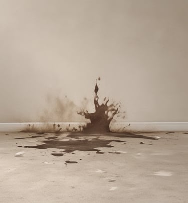 Close-up of a technician cleaning a plush carpet in a bright living room