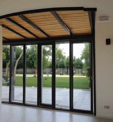 Stylish doors enhancing the entrance of a residence.