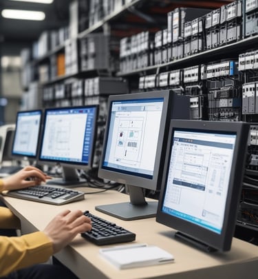 Photo of a modern workspace with computers and design sketches