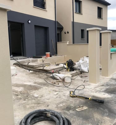 a house with a hose and a hose in the yard