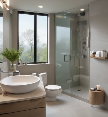 A sunlit bedroom with soft linens and rustic wooden accents