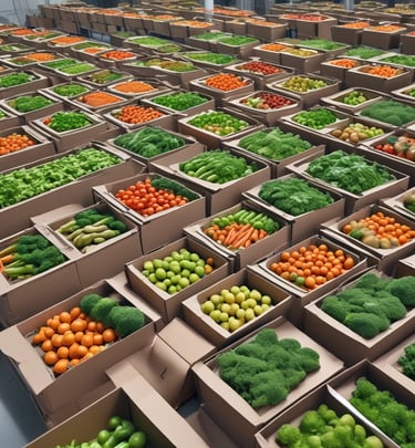 Farmers carefully selecting and sorting fresh produce under a canopy of tropical trees