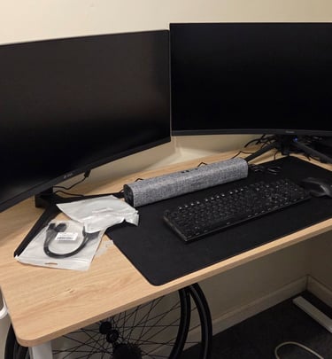 A stand up workstation built for a gaming user